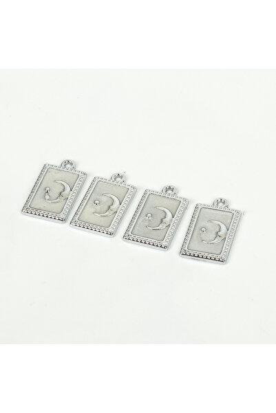 yfhobi 1 Adet - 12x22 mm Mineli Ay Desenli Uç, Charm Uç, Rodyum Kaplama 1.Kal...