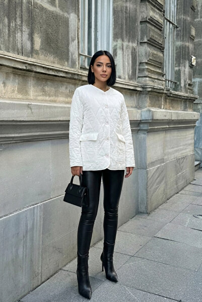 ALFUDO Moda Collection Quilted Patterned Buttoned Coat