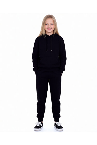 Caribou Unisex Children's Classic Black 2 Thread Tracksuit Bottoms-433611