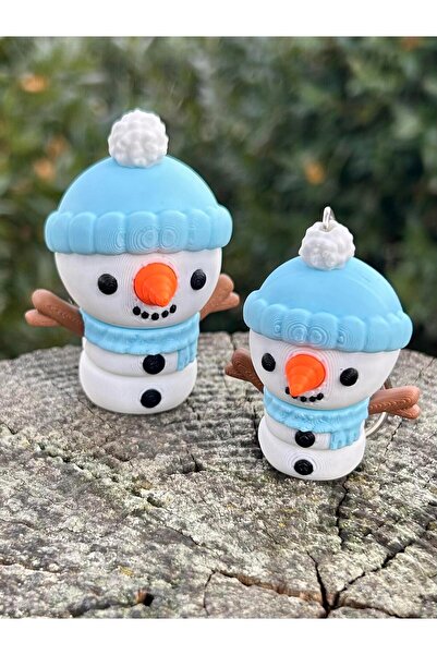 pynarix Snowman ⛄   – Set of 2 Winter Dessert Two Forms, Single Character 3D (Medium-Sized Figure + Mini Keychain)