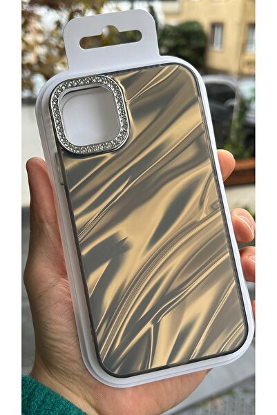 EDELFU Compatible with iPhone 15 / 14 and 13 |   Stylish Titanium Wave Pattern Phone Case – Rhinestone Camera Protection Cover
