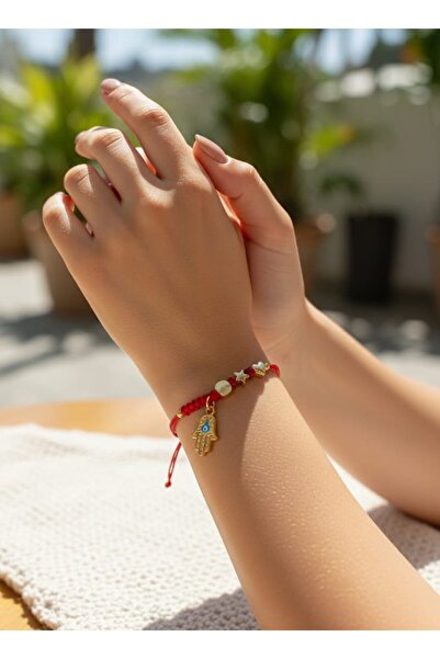 henahera accessory Fatmanın Eli Makrome Örgülü Charmlı Kalp/Yıldız Figürlü Kı...