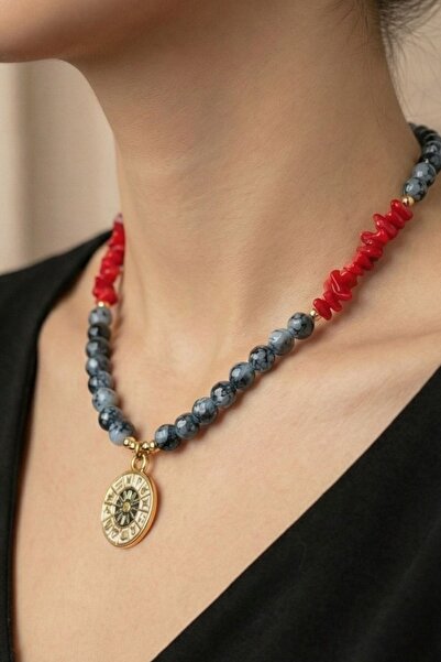 Pemila Design Gray Coral Natural Stone Glass Bead Gold Plated Special Design ...