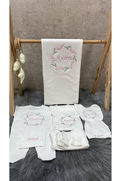 bebek desen طقم خروج من المستشفى مكون من 10 قطع مطرزة بنقوش زهور