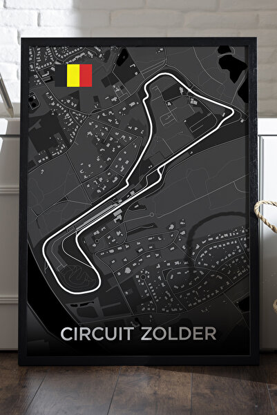 Duvarda Circuit Zolder Χάρτης Πίστας, Αφίσα με Μαύρο Ξύλινο Πλαίσιο, Διακοσμη...
