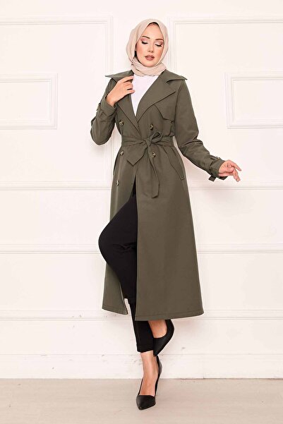 EBRUTESETTÜR Comfortable Fit Double-Breasted Buttons Detailed Sleeves Adjusta...