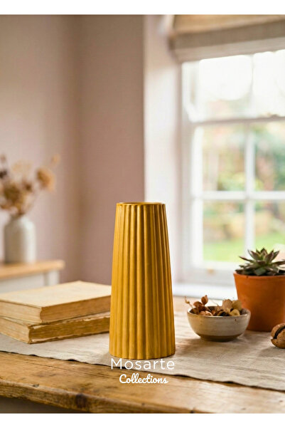 Mosarte مزهرية زخرفية حديثة بتصميم مضلع ومحزز