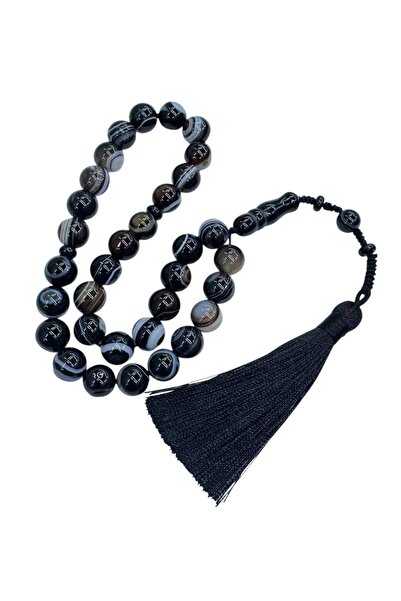 Feijewellery Natural Sardonyx Agate Prayer Tasbih, 33 Beads, 10mm