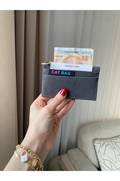 ÇANTA Cat Bag Women's Suede Card Holder