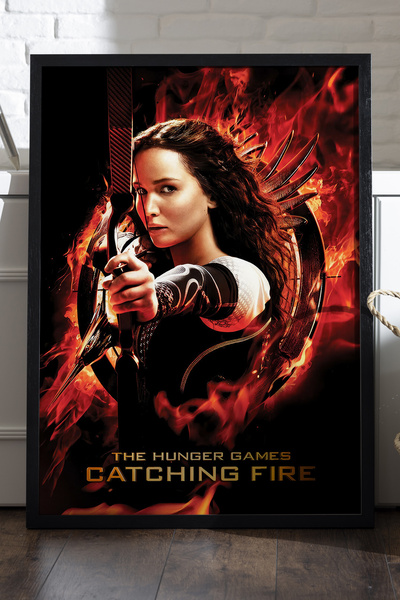 Duvarda Poster cu ramă din lemn negru The Hunger Games, pictură decorativă de...