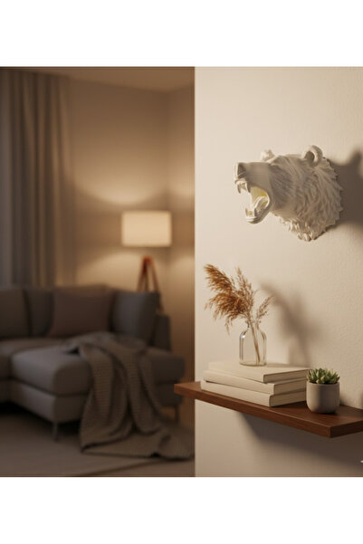 CT STONES Cream Bear Figure Wall Ornament Hangable Gift Decorative 25X19 cm