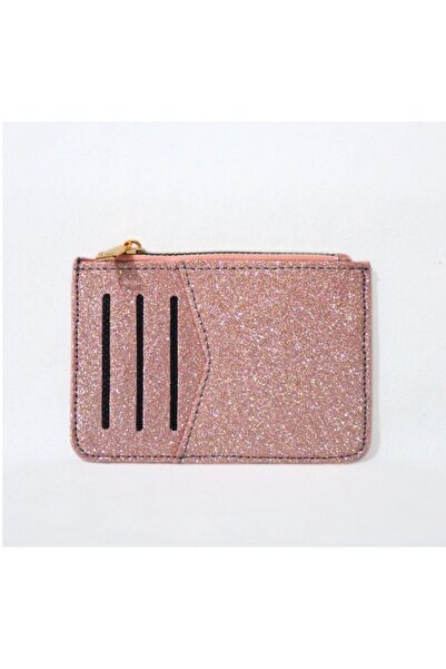 EZZY BLİSS Ezzybliss Women's Glitter Card Holder Wallet Pink