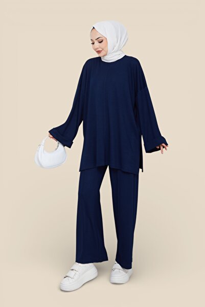 Eliva Women's Hijab Crew Neck Casual Stylish Ohsyo Modal Tunic and Wide Leg P...