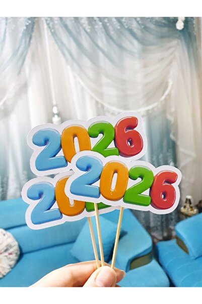 Alaa Butik Online زينة الكعك لرأس السنة الجديدة 2026 - 16 قطعة (ملونة)