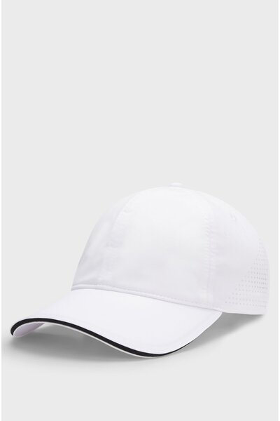 BOSS Men's White Hat with Shiny Logo Flexible Breathable Design 50547400-100