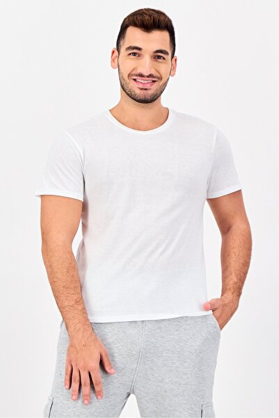 Frye Men Crew Neck Short Sleeve Brand Logo T-Shirt, White