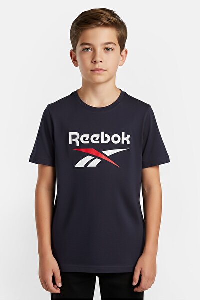 Reebok Kids Boy Sportswear Fit Short Sleeve Outdoor T-Shirt, Navy