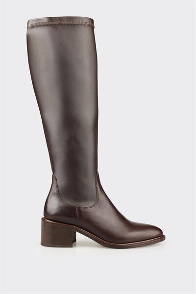 Elle Shoes Kahve Kadın Orta Topuk Çizme