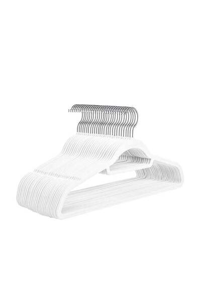 Arabest علاقة ملابس مانعة للانزلاق مصنوعة من مادة ABS المخملية، لا تترك أثراً، علاقة ملابس منزلية، لون أبيض، 100 قطعة