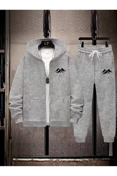 CLASSY.MODA Set de trening casual pentru bărbați, cu glugă și fermoar, cu imp...