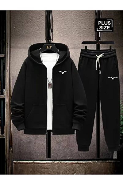 CLASSY.MODA Men's Hooded Zippered Casual Tracksuit Set