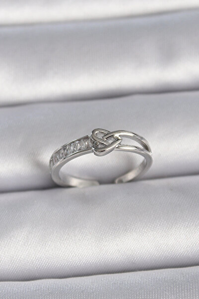 shopwave خاتم نسائي نحاسي فضي اللون قابل للتعديل من حجر الزركون على شكل قلب -...