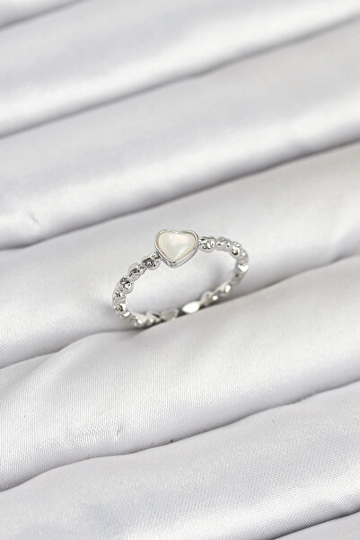 shopwave خاتم نسائي من النحاس الفضي على شكل قلب - TJ-BYK3875