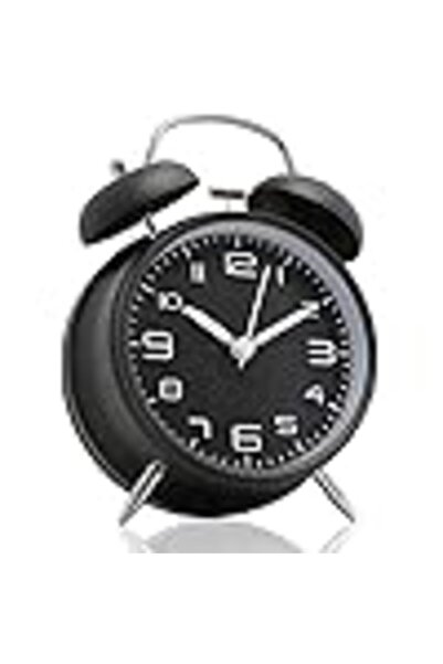 Arabest ساعة منبه عالية الصوت لأصحاب النوم العميق، ساعة تناظرية معدنية مزدوجة الجرس مقاس 3 بوصات تعمل بالبطارية
