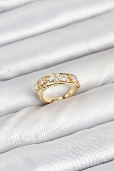 shopwave خاتم نسائي من حجر الزركون بلون ذهبي نحاسي - TJ-BYK3872