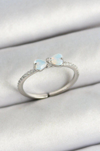 shopwave خاتم نسائي من حجر الزركون والزنبرك النحاسي اللون الفضي قابل للتعديل ...