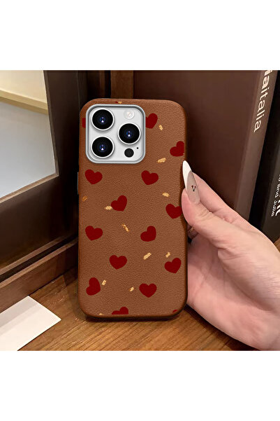 ucuc جراب سيليكون بملمس جلدي بني متوافق مع آيفون 16 برو يحمي الكاميرا ويوفر ا...