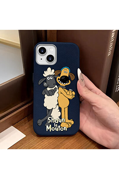 ucuc جراب سيليكون متوافق مع آيفون 15 بلون أزرق جلدي يحمي الكاميرا ويوفر امتصا...