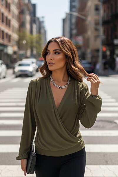 Mossta διπλό πέτο Μπλούζα με γιακά - Χακί