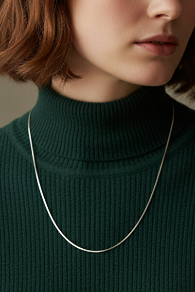 Rua Jewelry Steel Flat Snake Necklace - Long 60 cm 1 mm Silver Color |   Non-Tarnishing, Unisex, 2 Years Warranty