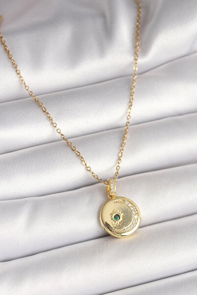 shopwave 316L الصلب سلسلة ذهبية اللون الزركون حجر مطرز الهلال نجمة مطرزة المن...