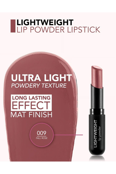Flormar Flormar Lightweight Lip Powder, Ultra Light Lipstick No. 09, Autumn Pink, 3g (0.10 oz)