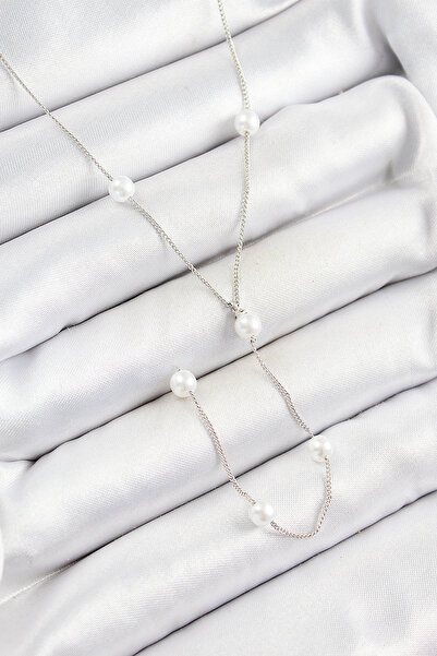 shopwave قلادة نسائية من الفولاذ المقاوم للصدأ 316L على شكل لؤلؤة Y موديل فضي...