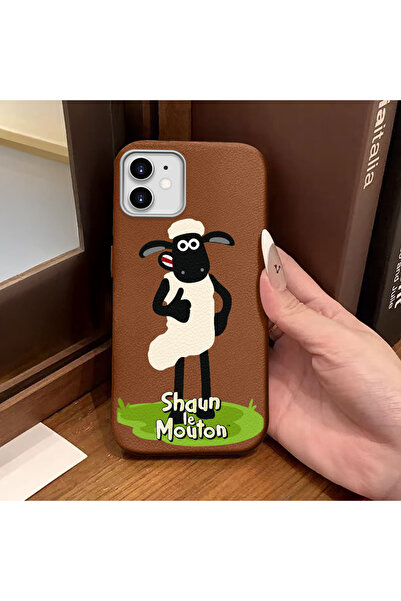 ucuc iPhone 12/12 Pro Compatible Brown Leather Textured Silicone Protects Cam...