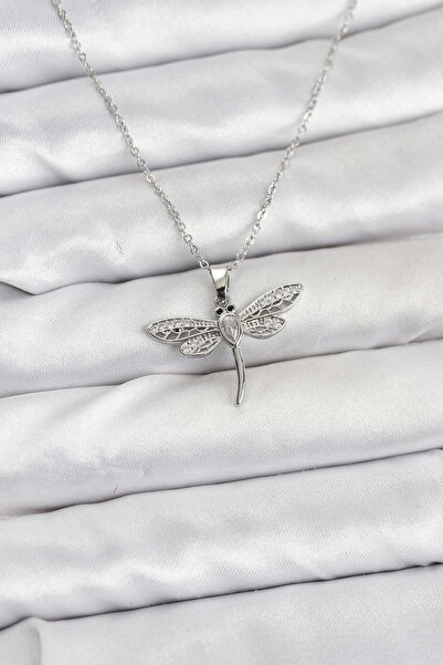 shopwave قلادة نسائية من الفولاذ 316L بلون فضي على شكل يعسوب - TJ-BKO10762