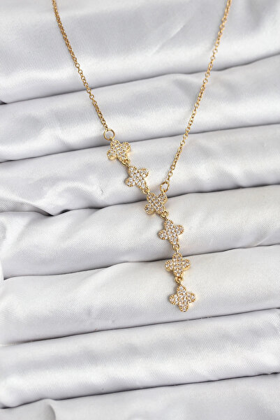 shopwave 316L Steel Chain Gold Color Clover Model Women's Necklace - Tj-Bko10674