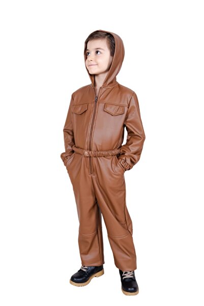 Ozmoz By Mukadder Özden بذلة شتوية للأولاد من الجلد الصناعي المبطن بالمخمل من...