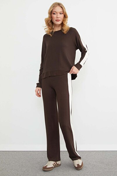 Fulla Moda Basic Crew Neck Striped Modal 2-Piece Set