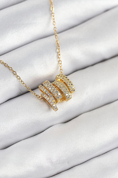 shopwave قلادة نسائية من الفولاذ 316L مرصعة بحجر الزركون بتصميم حلزوني ذهبي ا...