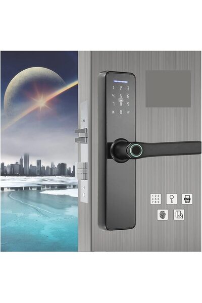 Arabest قفل ذكي لسطح الباب، قفل إلكتروني داخلي ببصمة الإصبع وواي فاي وبطاقة كلمة مرور ذكية ببصمة الإصبع