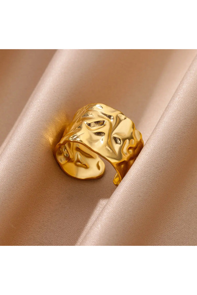 Choice 4 خواتم نسائية بتصميم هندسي غير منتظم وفتحة عريضة، مصنوعة من الفولاذ ا...