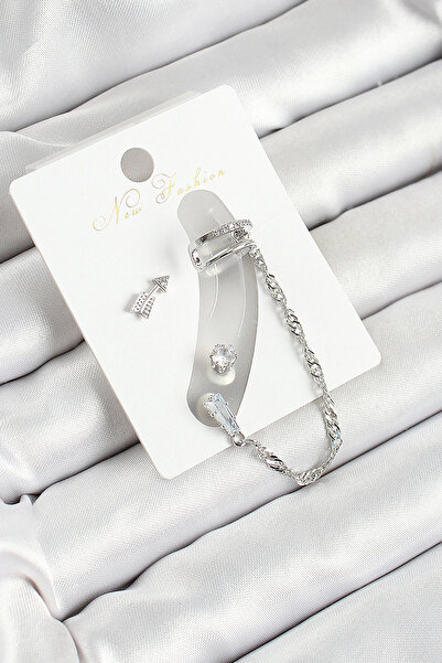 shopwave طقم أقراط نسائية من حجر الزركون والفضي اللون مكون من 3 قطع - TJ-BKP1...