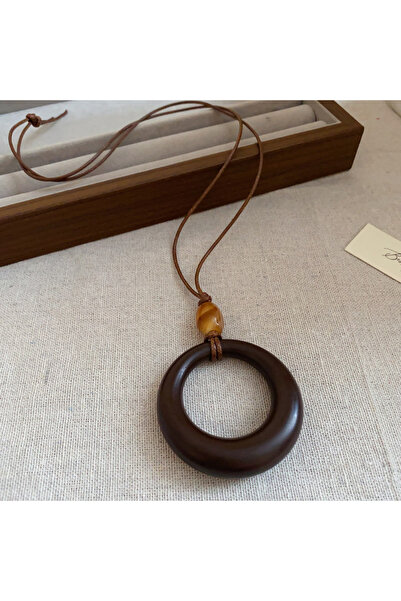 Choice قلادة ستايل 4 بتصميم قطرة ماء مستديرة من الراتنج، لون أسود قهوة، دائرة...