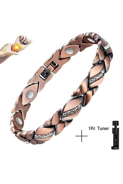 Choice أساور مغناطيسية مطلية بالنحاس العتيق بطول 21 سم، بلون النحاس الكلاسيكي...