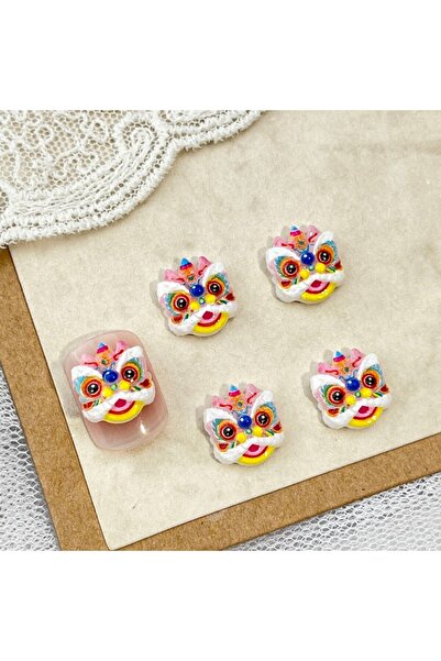 Choice ١٠ قطع من إكسسوارات فن تزيين الأظافر برسوم متحركة لرقصة الأسد الصينية،...