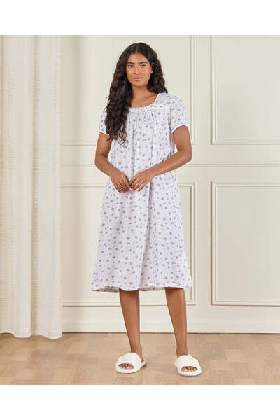 REDTAG قميص نوم نسائي أبيض مطبوع